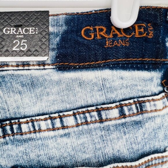 NWT Grace in LA Women's High Waist Side Stripe Blue Skinny Denim Jeans Size 25 - Picture 9 of 11